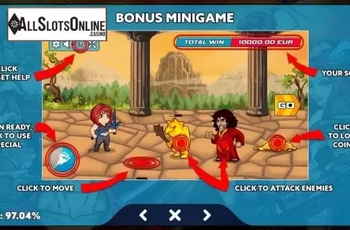 Bonus game screen. Space Hunters from PlayPearls
