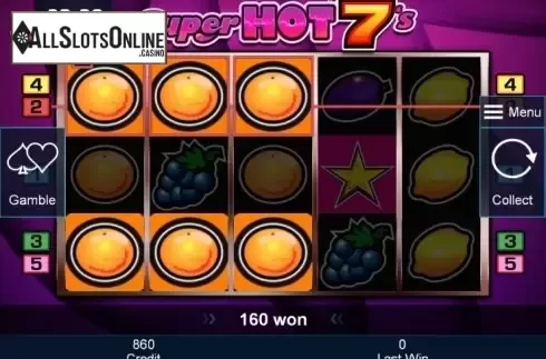 Win. Super Hot 7's (Green Tube) from Greentube