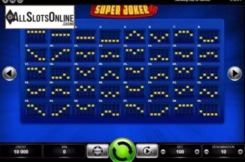Paylines. Super Joker 40 (Kajot Games) from KAJOT