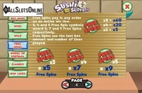 Features 2. Sushi Slots from Slot Factory