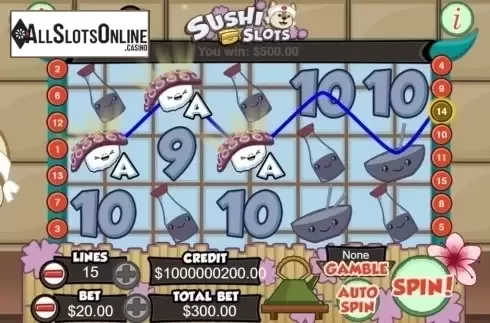 Win Screen. Sushi Slots from Slot Factory