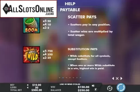 Paytable 2. The Boom Squad from Genesis