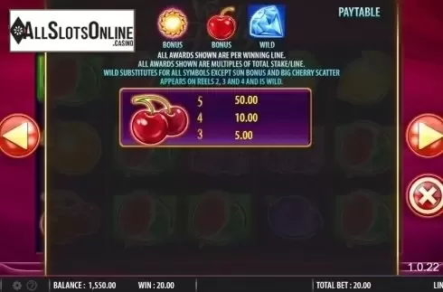 Paytable 3. Very Fruity from SG