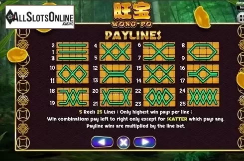 Paytable 3. Wong Po from Spadegaming