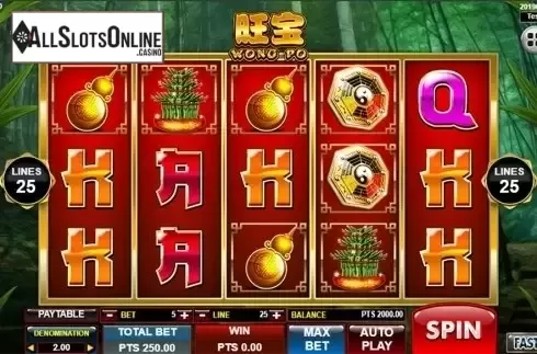 Reels screen. Wong Po from Spadegaming