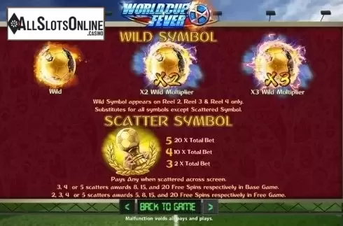 Paytable 3. World Cup Fever from SimplePlay