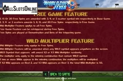 Paytable 4. World Cup Fever from SimplePlay