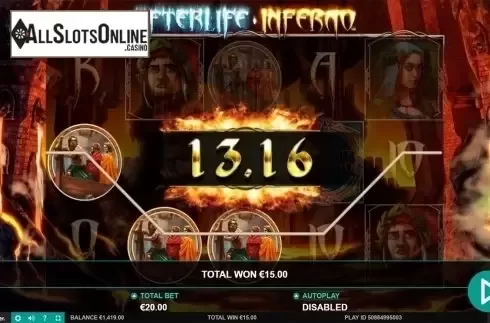 Win screen. Afterlife Inferno from Leander Games