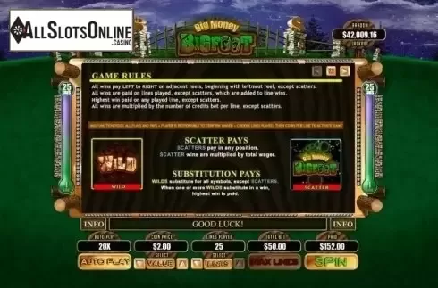 Rules. Big Money Bigfoot from RTG