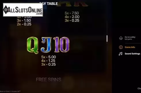 Paytable screen 2