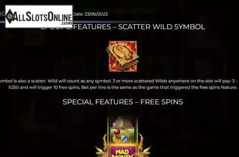Game Features screen