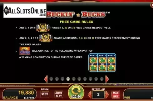 Free Spins screen