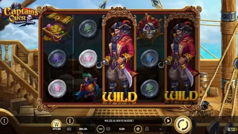 Captain's Quest Treasure Island slot screenshot 2