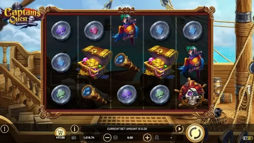 Captain's Quest Treasure Island slot screenshot 1
