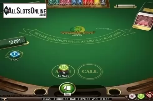 Game Screen. Caribbean Stud Professional Series High Limit from NetEnt