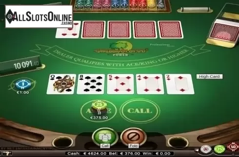 Game Screen. Caribbean Stud Professional Series High Limit from NetEnt