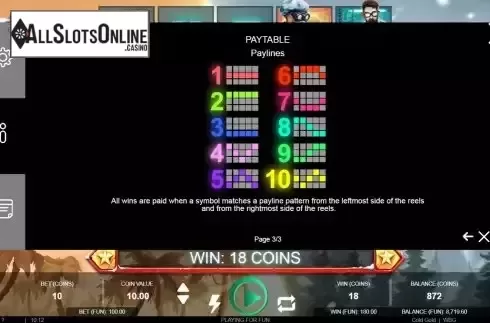 Paylines screen