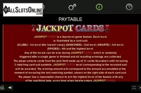 Jackpot screen