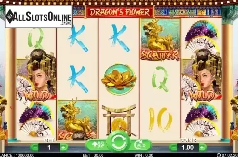 Reel screen. Dragon's Flower from 7mojos