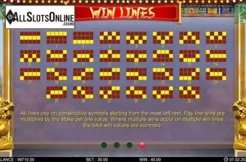 Paytable screen 2. Dragon's Flower from 7mojos