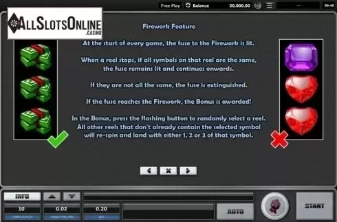 Paytable 5. Fireworks from Realistic