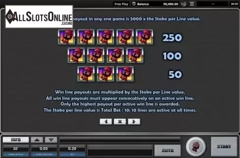 Paytable 2. Fireworks from Realistic