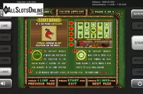 Bonus game screen