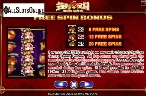 Free Spins. Golden Chicken (Spadegaming) from Spadegaming