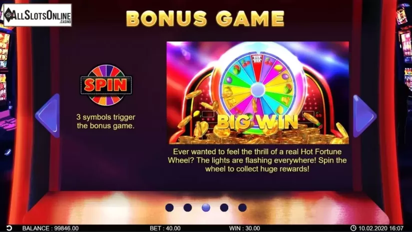 Feature screen 2. Hot Fortune Wheel from 7mojos