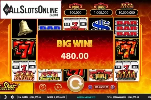 Big win screen. Hot Shot Progressive from Bally