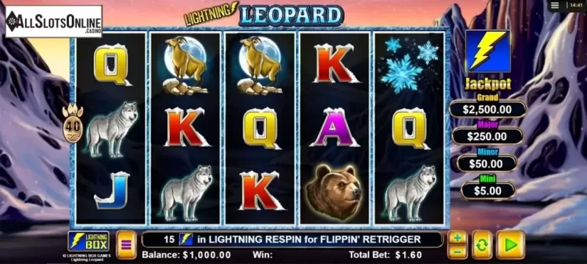 Game Screen. Lightning Leopard from Lightning Box