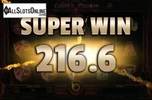 Super win screen. Lilith's Passion from Spinomenal