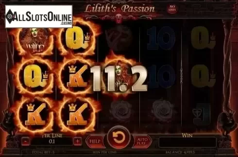 Win Counter screen. Lilith's Passion from Spinomenal