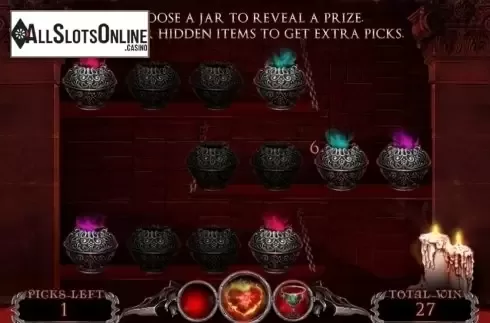 Bonus game screen. Lilith's Passion from Spinomenal