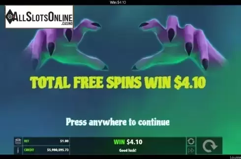 Win Free Spins screen