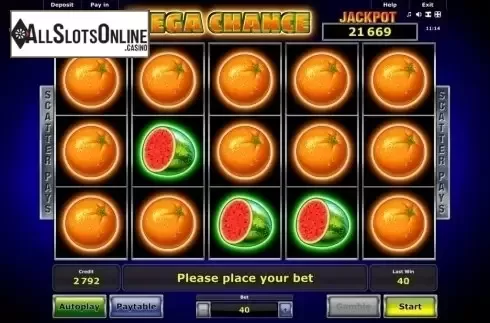 Reels screen. Mega Chance from Greentube