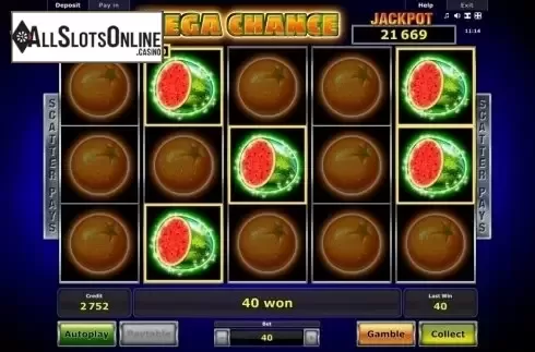 Win screen. Mega Chance from Greentube