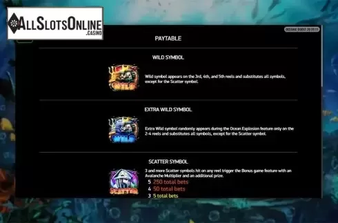 Paytable . Oceanic Boost from Playreels