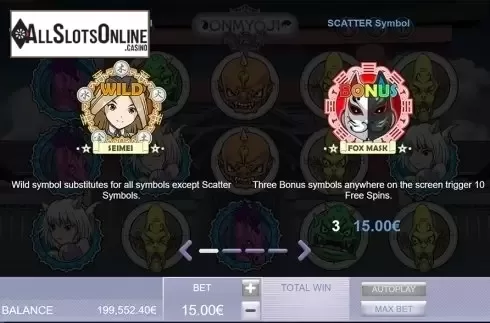 Paytable . Onmyoji from Gamatron