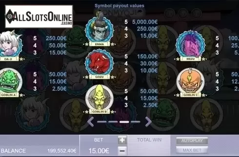 Paytable 3. Onmyoji from Gamatron