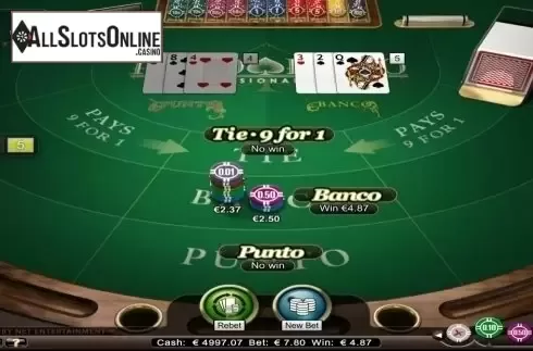 Game Screen. Punto Banco Professional Series Low Limit from NetEnt