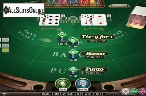 Game Screen. Punto Banco Professional Series Low Limit from NetEnt