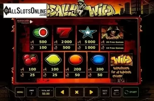 Paytable. Really Wild from Eurocoin Interactive