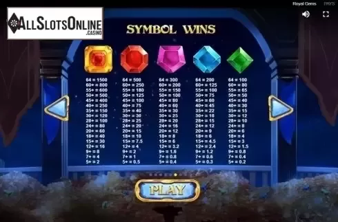 Paytable 1. Royal Gems (Red Tiger) from Red Tiger