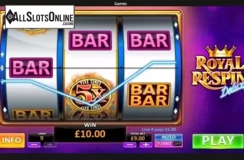 Win Screen. Royal Respin Deluxe from Playtech