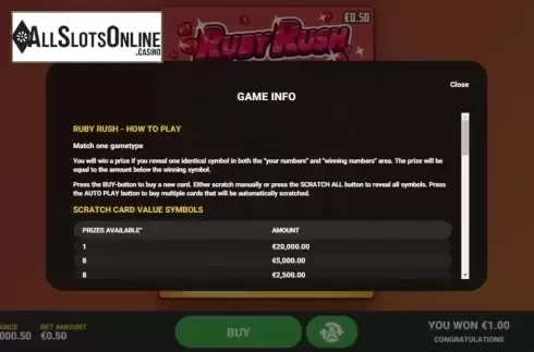 Info 1. Ruby Rush from Hacksaw Gaming