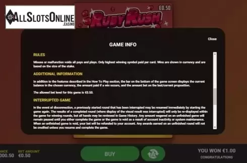 Info 3. Ruby Rush from Hacksaw Gaming