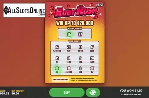 Game Screen 3. Ruby Rush from Hacksaw Gaming