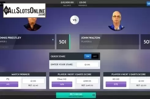 Reel screen. Rush Darts Live from Inspired Gaming