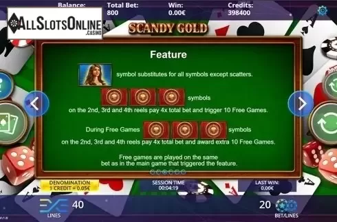 Paytable 3. Scandy Gold from DLV